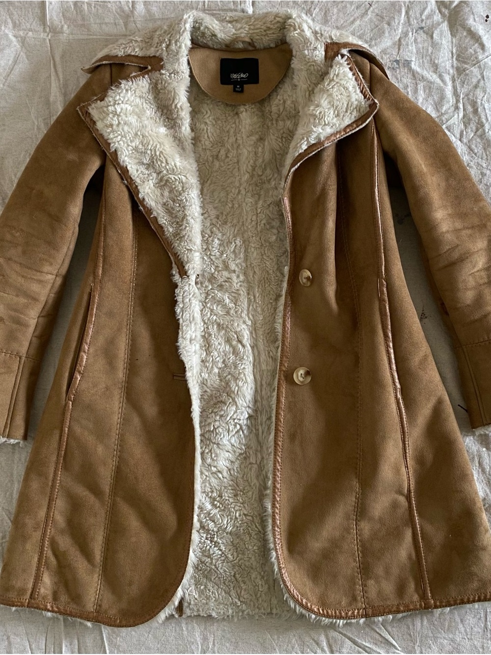 Mossimo Faux Suede Sherpa-Lined Penny Lane Coat